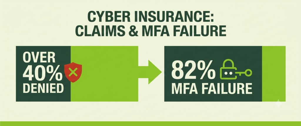 Does Cyber Insurance Require a Pen Test or Vulnerability Scan? Cyber insurance claims: 40% denied, 82% tied to MFA failure