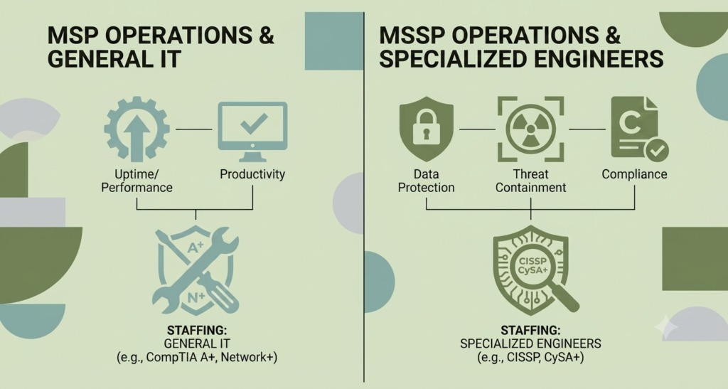 7 Best Cybersecurity Firms in NYC for Small Businesses MSP vs MSSP comparison: general IT staffing vs specialized security engineers