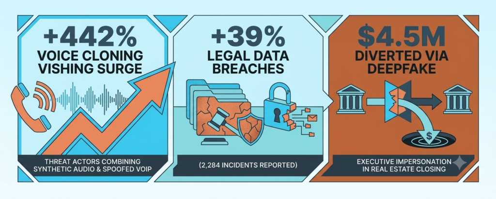 9 Cyber Risks Law Firms Miss (Even When Fully Compliant) Cyber risks law firms miss often start with voice fraud: a 442% vishing surge and $4.5M diverted via deepfake.