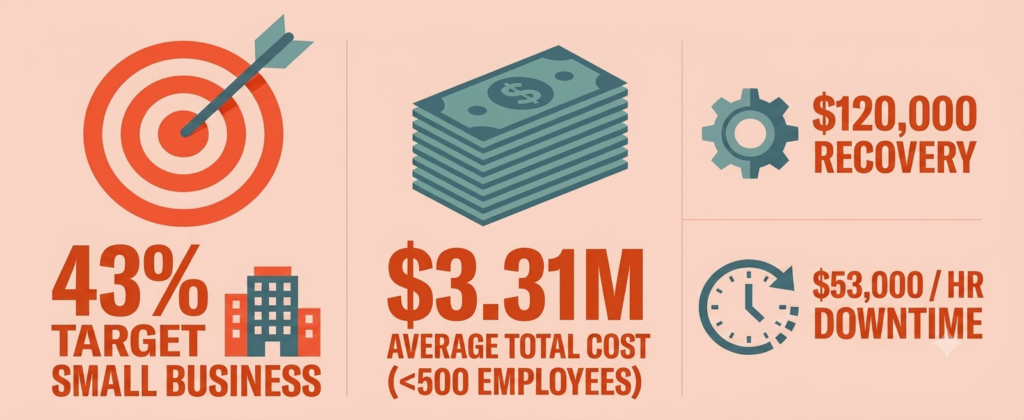 Best Cybersecurity Tools for Small Businesses With No IT Team — 7 Picks Small business breach costs: 43% targeted, $3.31M average cost, $120K recovery
