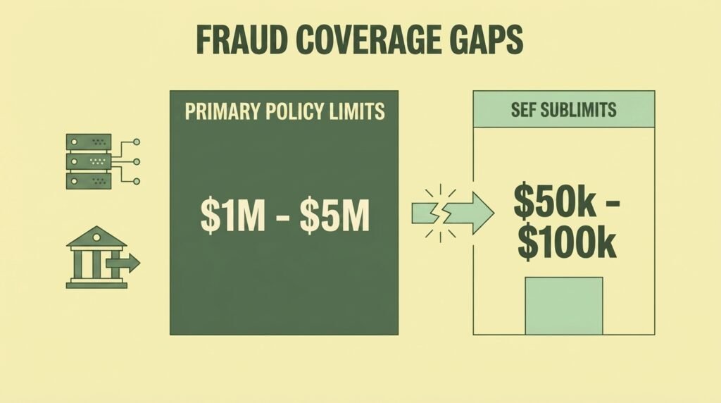 Why Your Accounting Firm's Cyber Insurance Won't Pay Out After a Breach accounting firm cyber insurance- Cyber policy primary limits $1M-$5M vs SEF wire fraud sublimits $50k-$100k