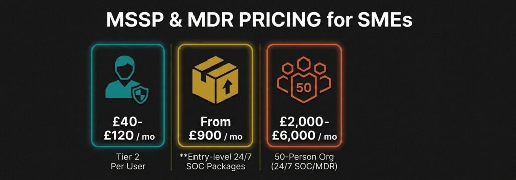 UK MSSP and MDR pricing comparison for small and medium enterprises