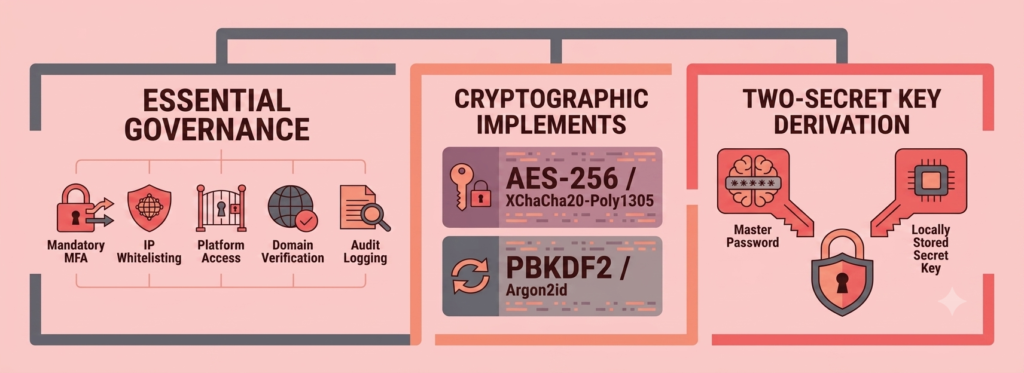 7 Best Password Managers for Small Businesses 2026 Business password manager governance controls and encryption standards reference chart