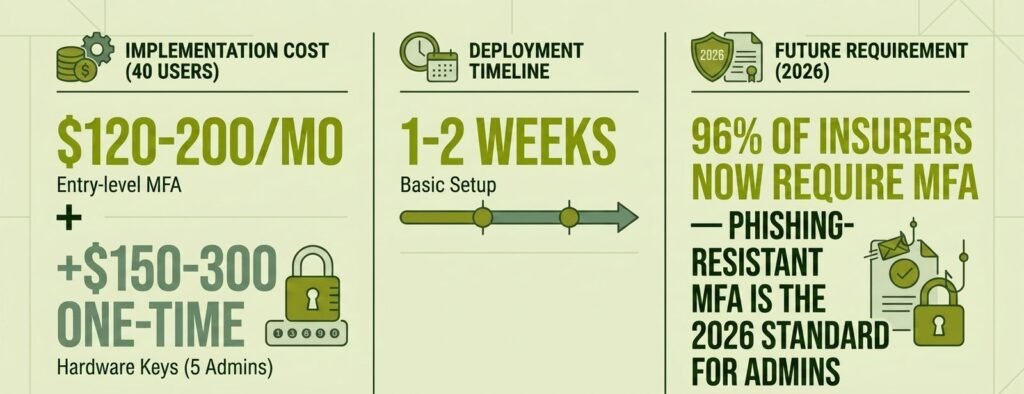 SSO vs MFA for Small Business: Which to Roll Out First in 2026 MFA implementation cost, timeline, and 2026 cyber insurance requirements for small business