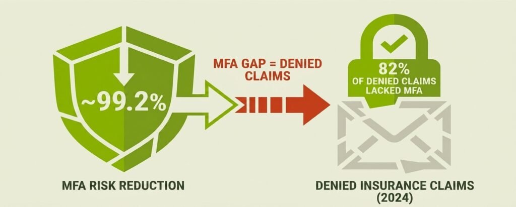 SSO vs MFA for Small Business: Which to Roll Out First in 2026 In the SSO vs MFA for small business decision, MFA blocks 99.2% of credential attacks; 82% of denied insurance claims lacked MFA