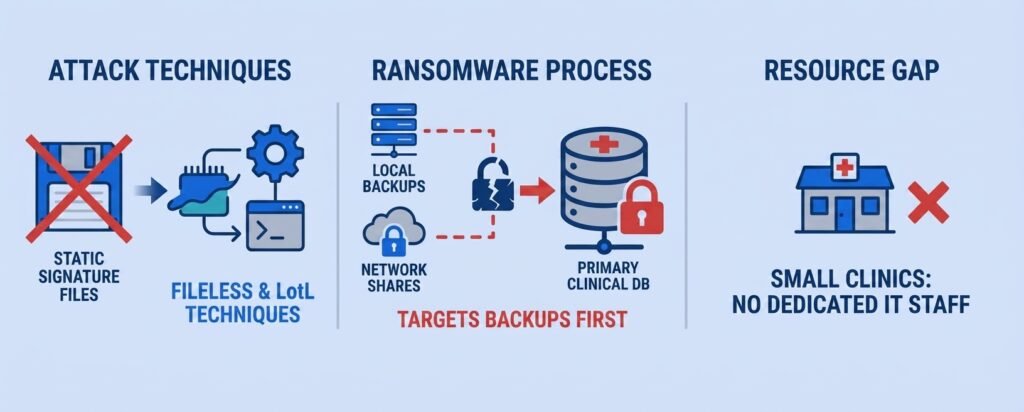HIPAA Cybersecurity for Small Clinics: No-IT-Staff Buyer's Guide HIPAA cybersecurity for small clinics starts with understanding ransomware attack techniques targeting backups and IT staffing gaps