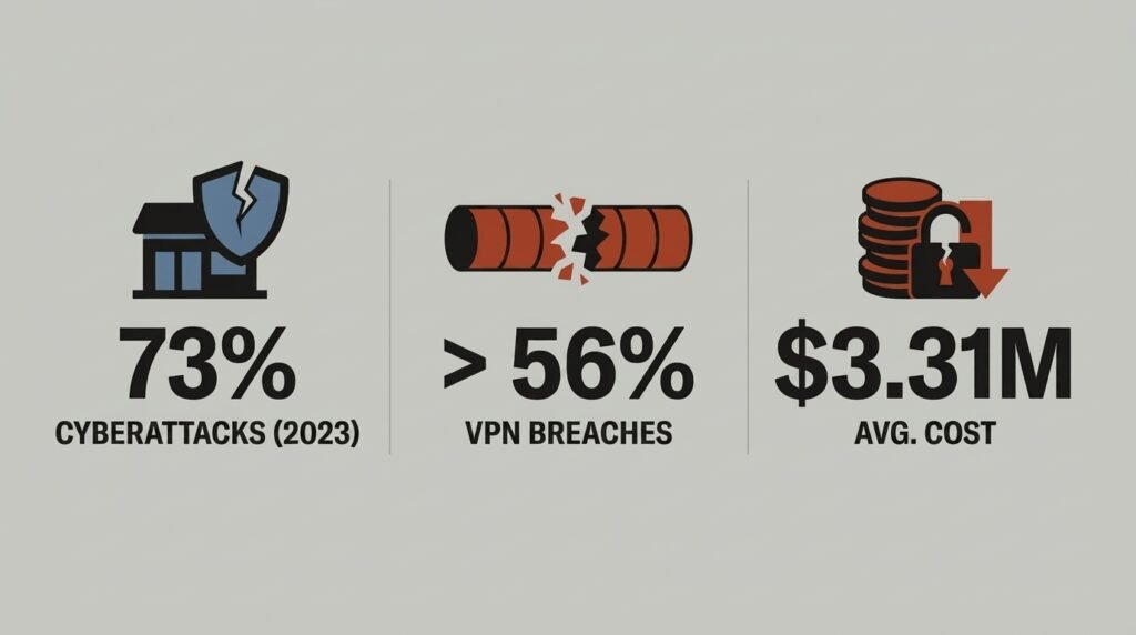 Firewall or VPN: Which Does Your Small Business Actually Need? The stakes behind the firewall or VPN for small business question: 73% of small businesses hit by cyberattacks, VPN breaches, $3.31M cost